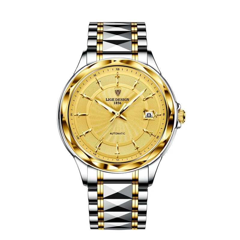 LIGE Gold Watch Men Luxury Mechanical Watch