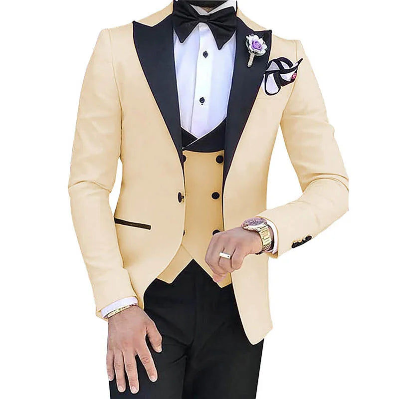 Men Suit Terno Masculino (Jacket+Pant+Vest)