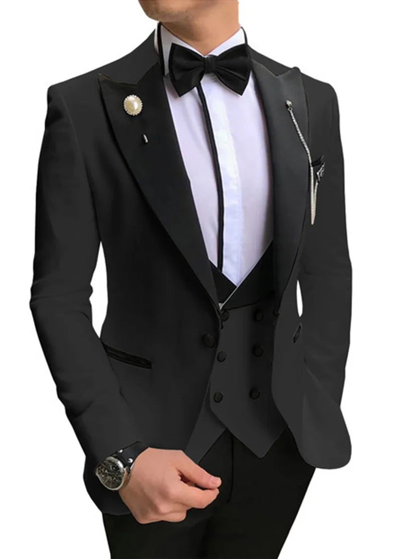 Men Suit Terno Masculino (Jacket+Pant+Vest)