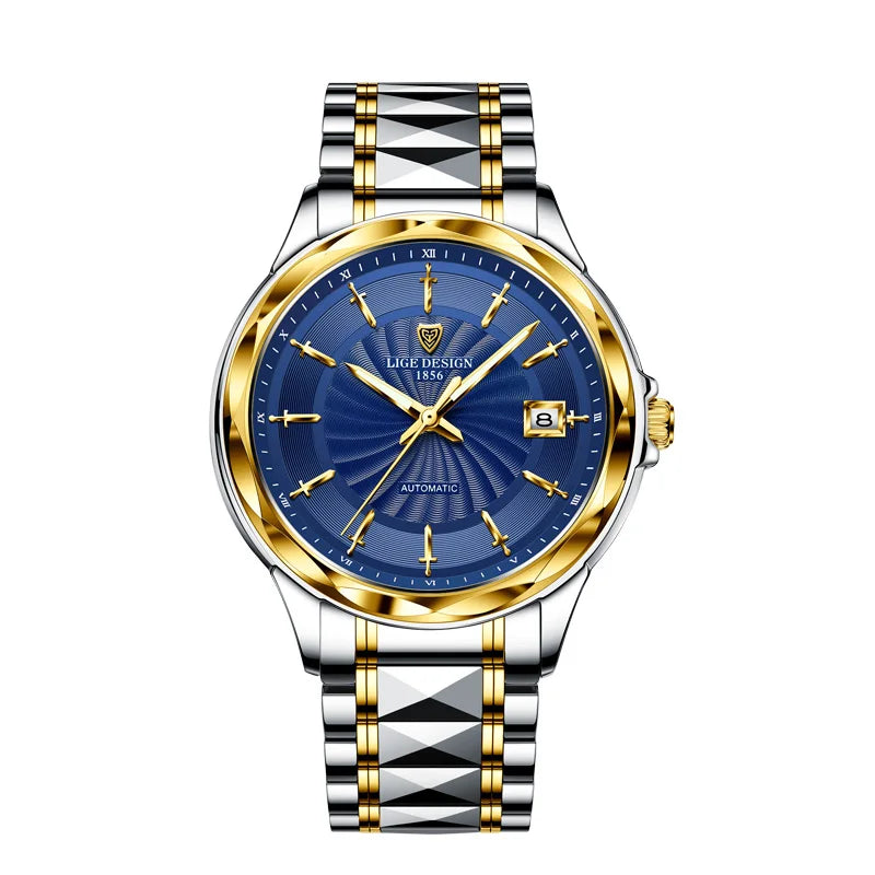 LIGE Gold Watch Men Luxury Mechanical Watch